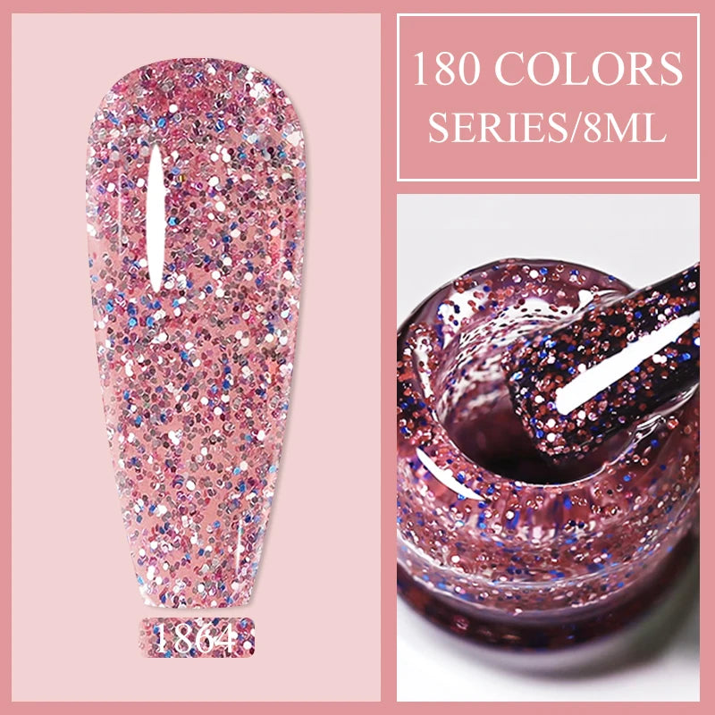 Arte Clavo Red Glitter Gel Nail Polish Yellow Holographic Spring Qme 1864