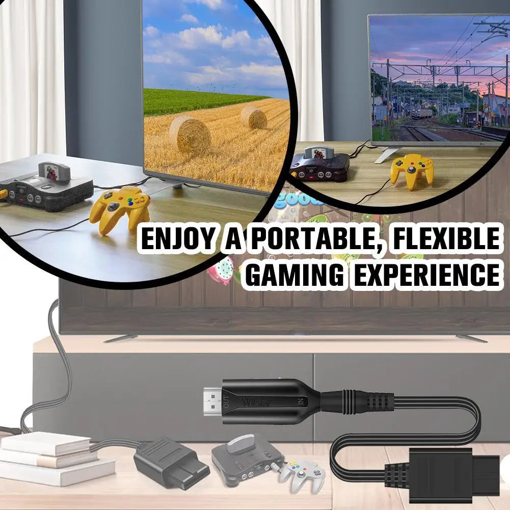 HD N64 To HDMI Converter Game Adapter HD Link Cable For N64/GameCube/SNES Plug and Play 1080P 64 To HDMI Converter Qme