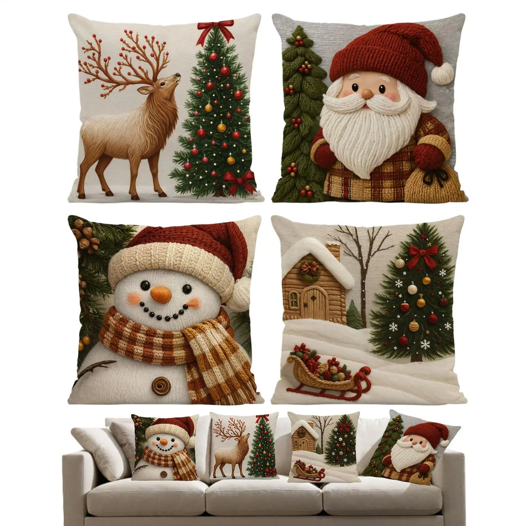 Christmas Pillow Covers Washable Linen Pillowcase Snowman Pattern Qme China Mainland