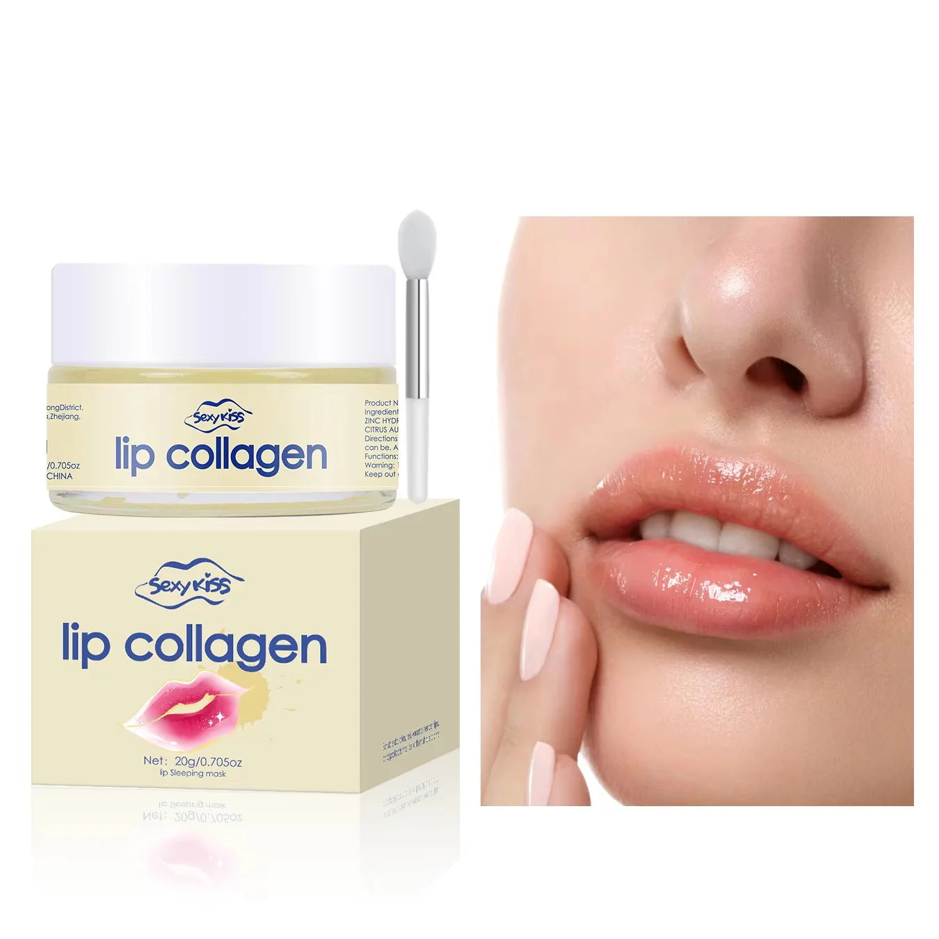 Hyaluronic Acid Collagen Sleep Lip Mask 20g Deep Hydration Lasting Moisturizing Exfoliation Day and Night Can Be Given as a Gift Qme 1pc 1