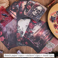 Gothic Dark Style Rose & Skull Scrapbook Paper Perfect for Junk Journal Creation, Greeting Cards and Notebook Decoration. Qme A