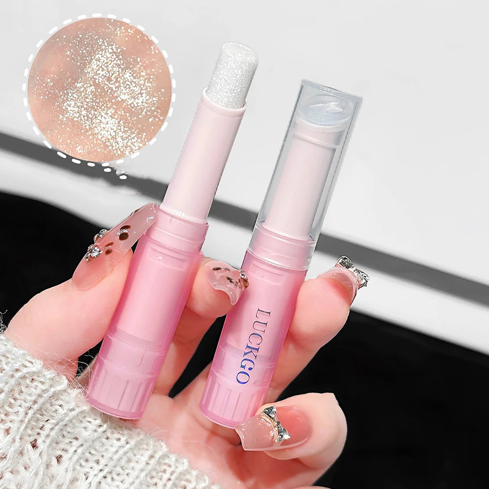 Blue Diamond Jelly Eyeshadow Stick Aurora Glitter Pink Purple Moonlight Highlighter Stick Brighten & Contour Makeup Illuminator Qme