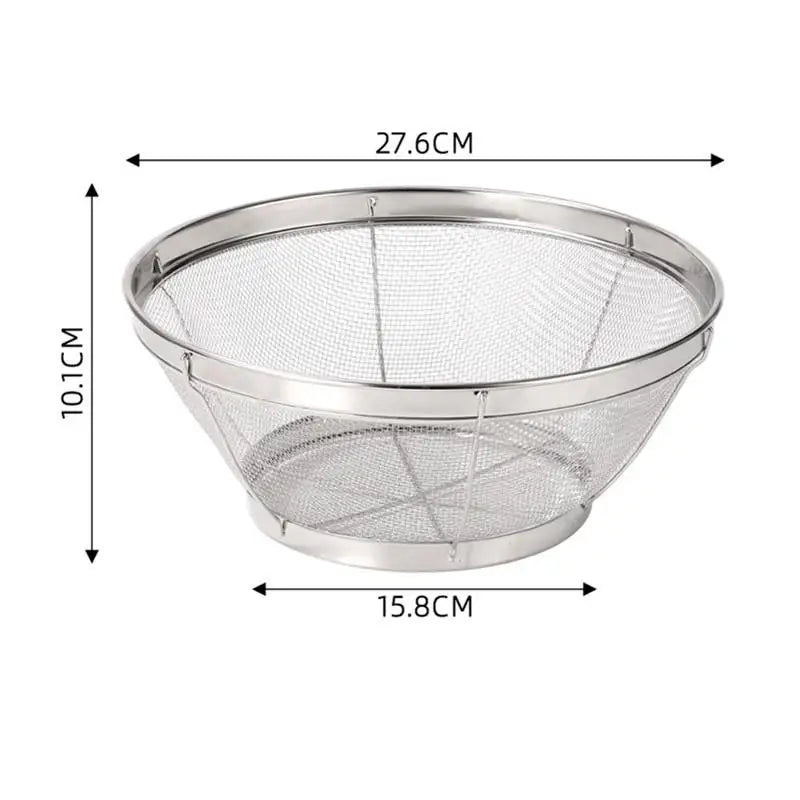 Stainless Steel Rice Washing Sieve Fine Mesh Basket Kitchen Colander Qme 28cm