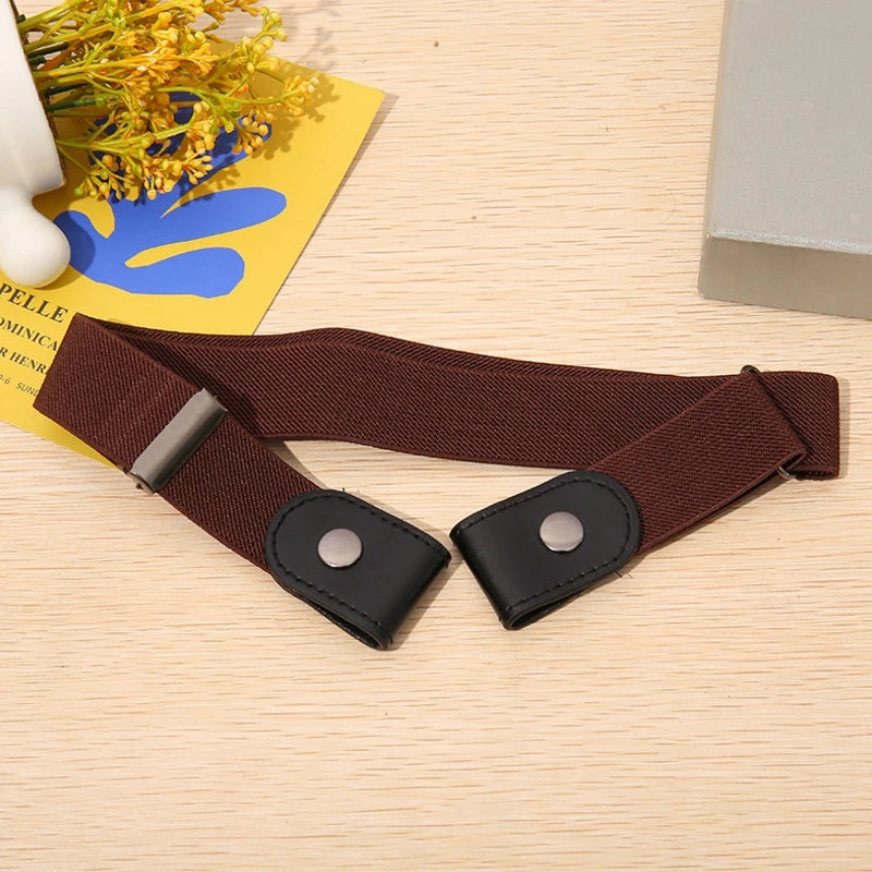 Buckle-free Belt Jean Pants Dresses Fashion No Buckle Stretch Elastic Qme Brown 60-95cm China Mainland