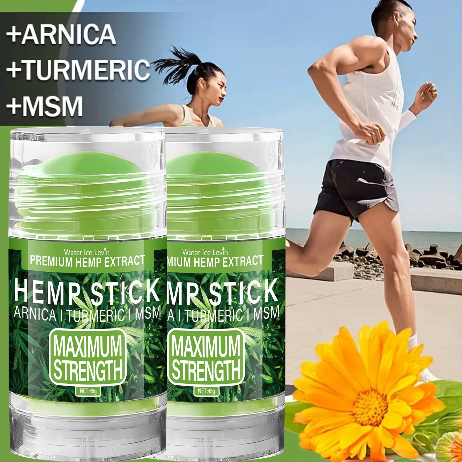 Premium Hemp Stick with Arnica & Turmeric - Maximum Strength Moisturizing Stick for Skin & Joint Care Qme