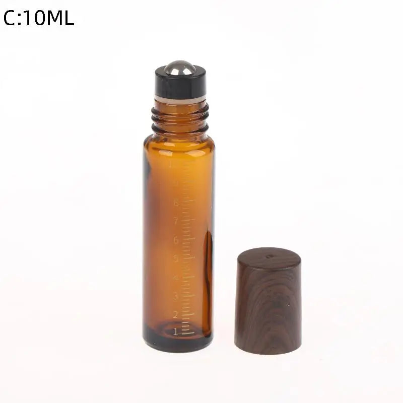 Glass Roll Bottles Plastic Wood Grain Cap Sample Roller Ball Vials Qme 10ML C