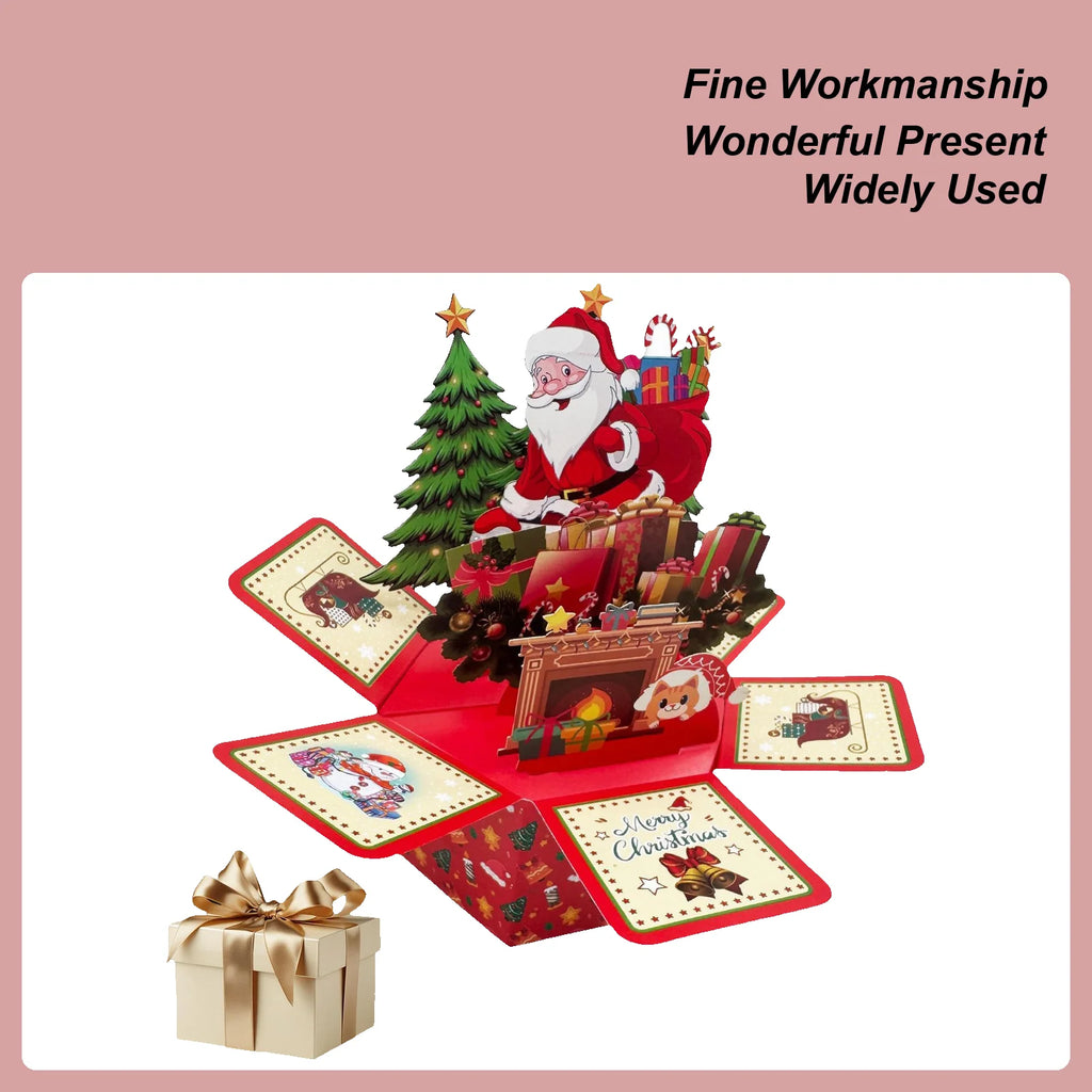 Merry Christmas 3D Cards Popup Santa Festive Greeting Hexagonal Qme China Mainland