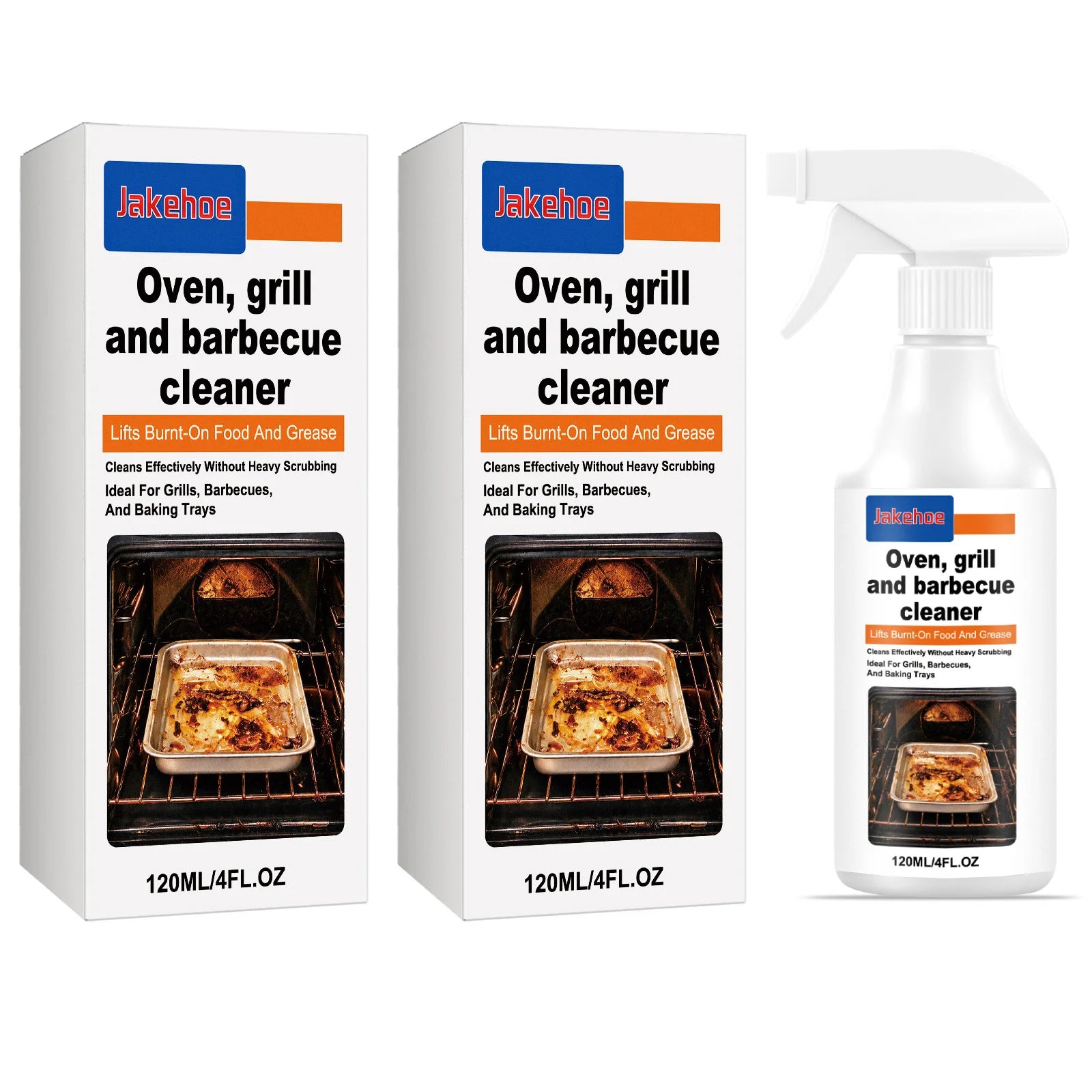 Ovens Grill Cleaning Spray Removing Burnt‑on Food Dissolving Grease No‑scrub Barbecue Baking Trays Cleaner Heavy‑duty Degreaser Qme 2 x 120ML Boxed