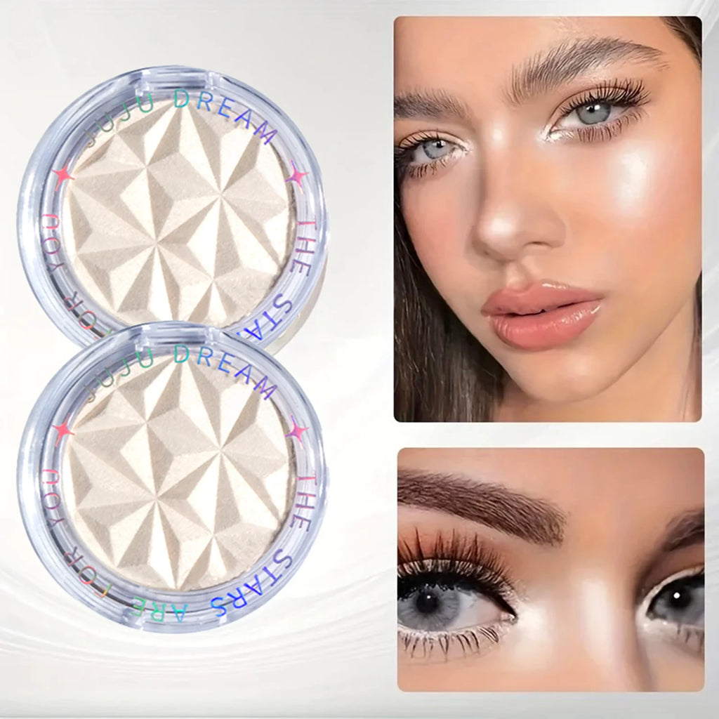 Shimmer Diamond Glow Highlighter 2-Color Palette Contour Brighten Qme