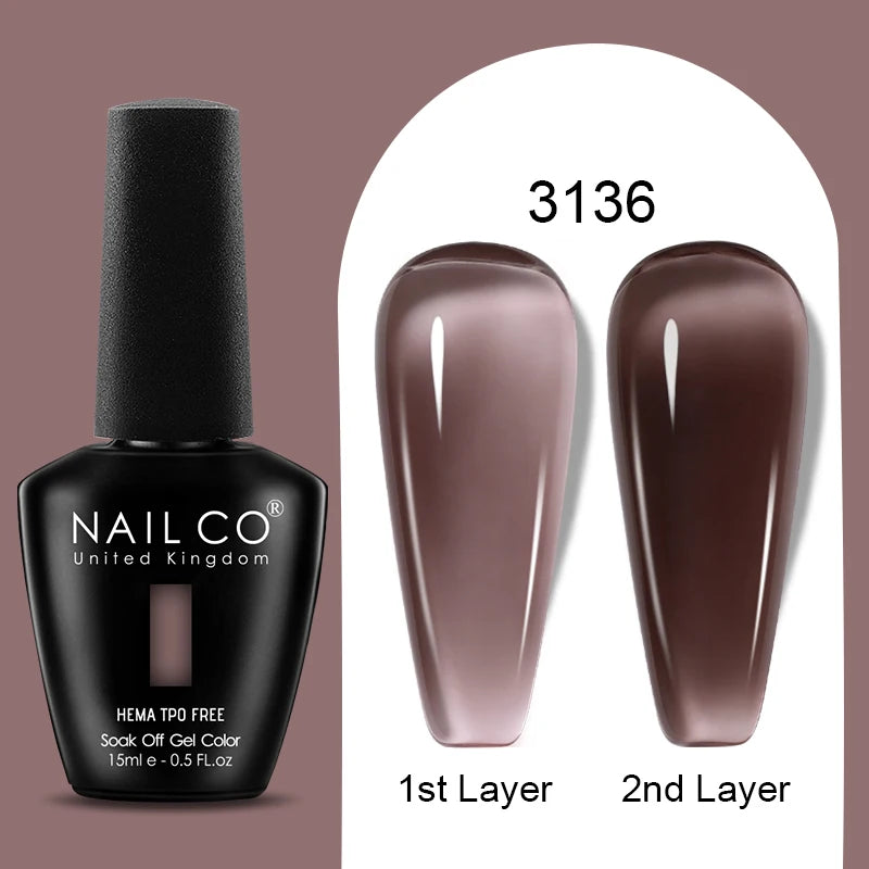 Nailco Jelly Gel Nail Polish Transparent Varnishes 44 Colors Red Pink