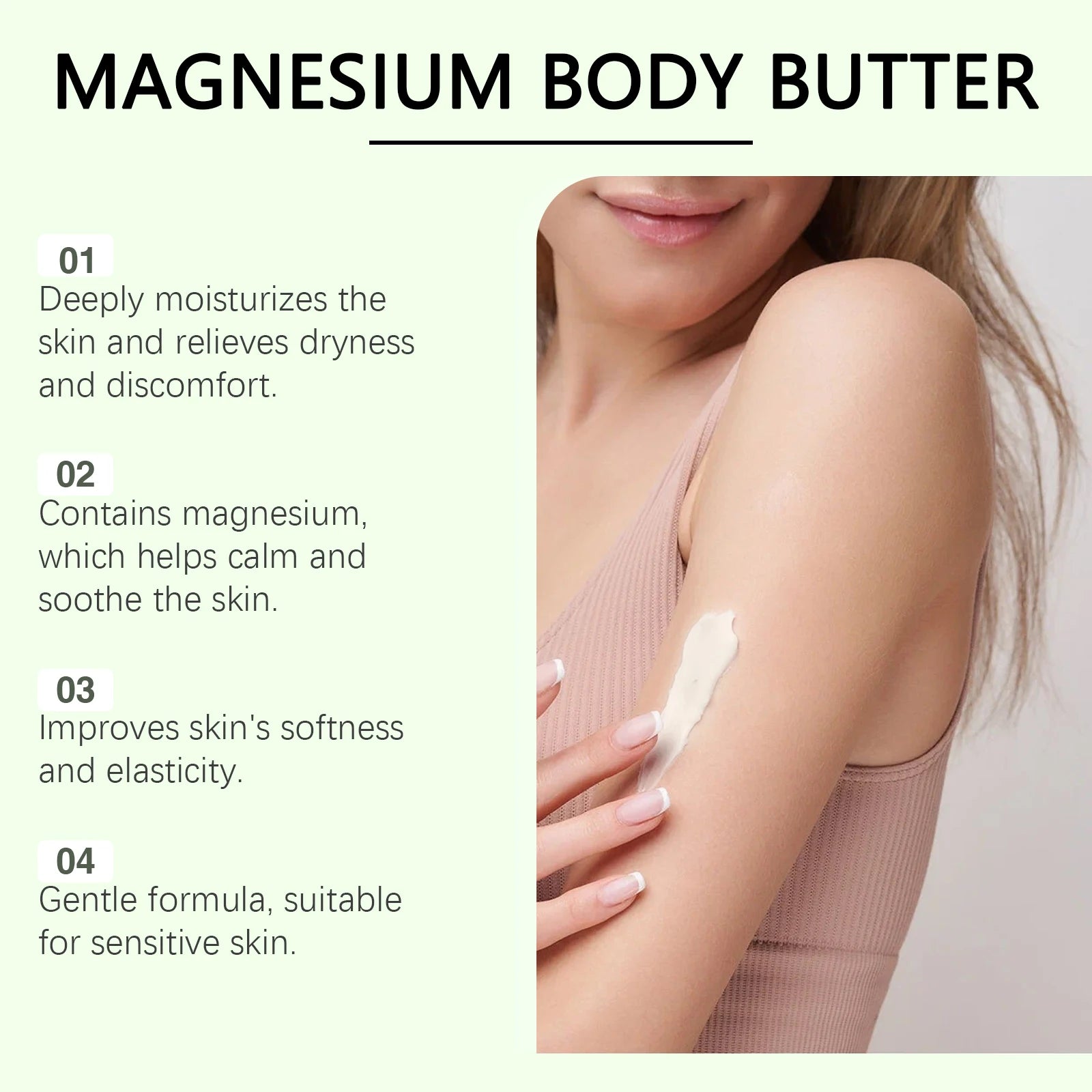 Shea Butter Body Lotion Moisturizing Magnesium Body Butter Nourishing Skin Soft Smooth Soothes Muscles Body Skincare Cream Qme