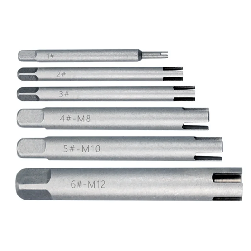 A02F-M4-M12 Broken Screw Tap Extractor Screw Stripping And Removal Hand Tool 6 Pieces Broken Head Extractor Hand Tool Qme As Shown
