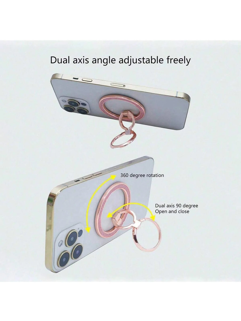 Ring-shaped Magnetic Phone Holder Zinc Alloy Double-ring Foldable Qme