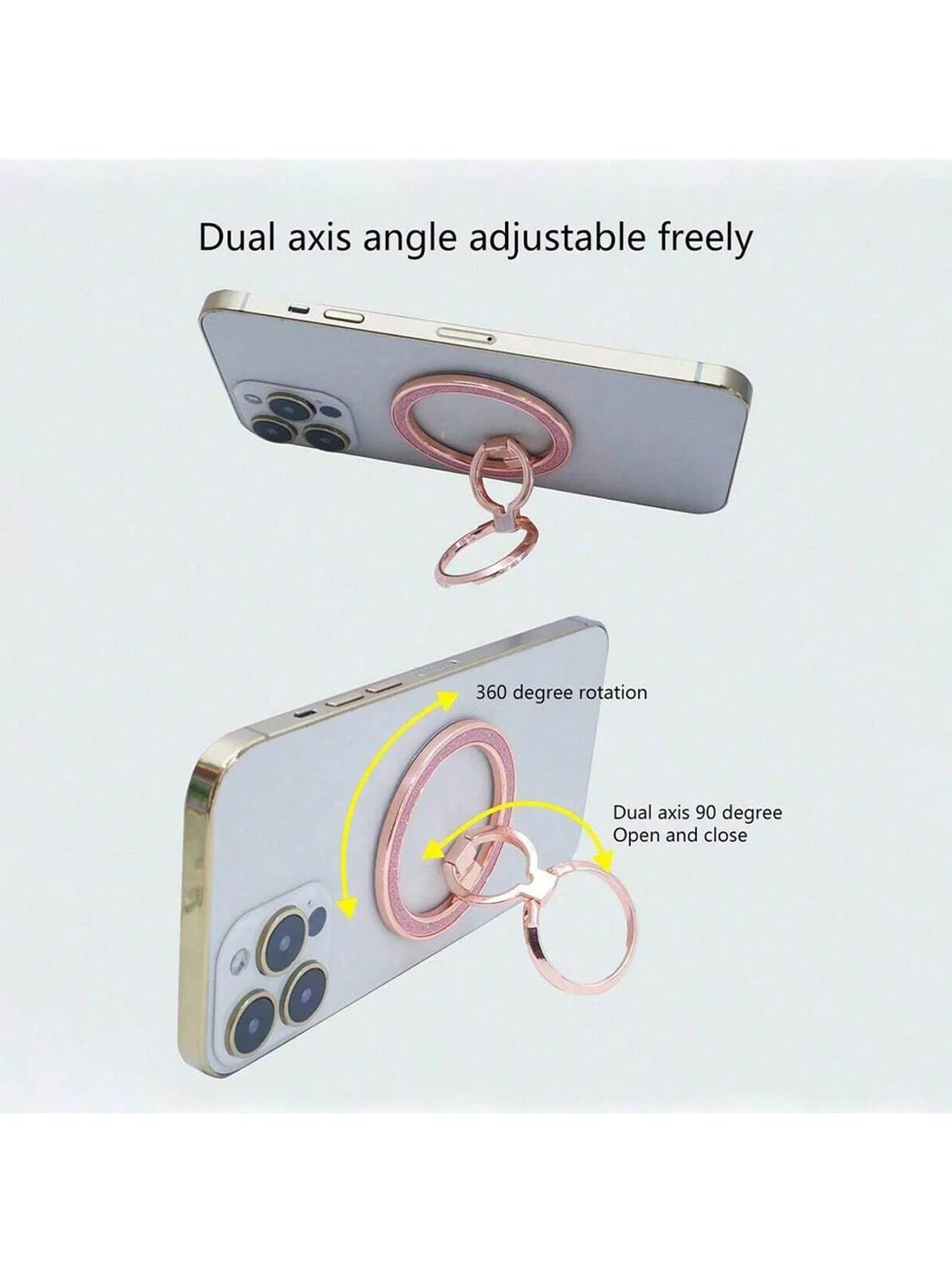 Ring-shaped Magnetic Phone Holder Zinc Alloy Double-ring Foldable Qme