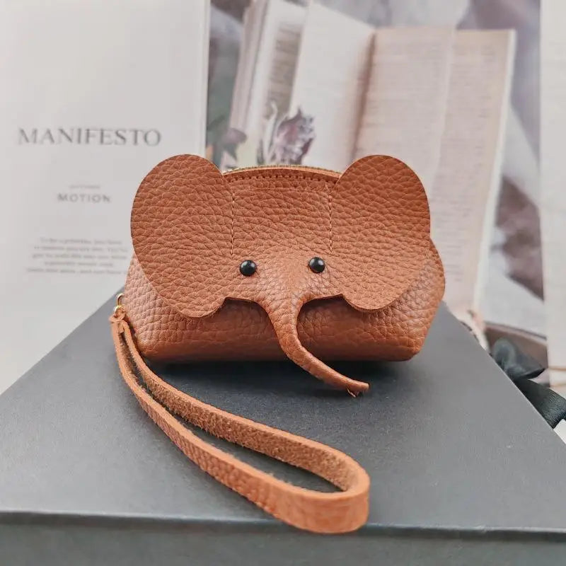 PU Leather Elephant Money Bag Women Coin Purse With Key Ring Multifunctional Zipper Storage Bags Key Case Qme style 9