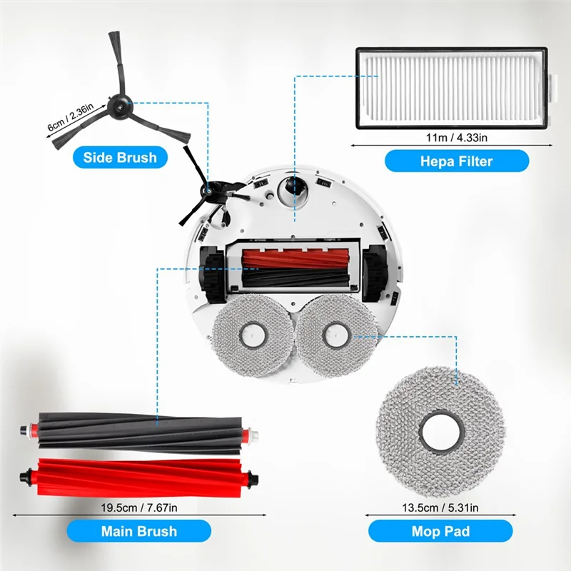 A02F-For Roborock Qrevo Slim Robot Main Side Brush Hepa Filter Vacuum Cleaner Replacement Parts Qme
