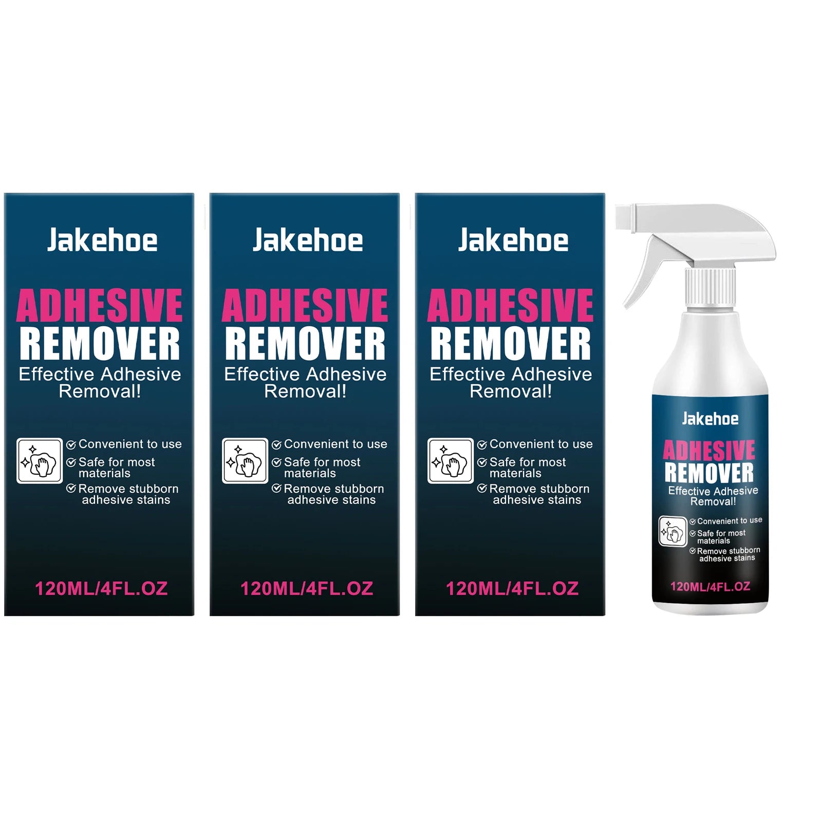 Adhesive Remover Spray Removing Tape Label Residue Fast-Acting Formula Non-toxic Convenient Daily Sticker & Glue Residue Cleaner Qme 3 x 120ml Boxed