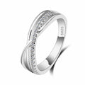 New Wide Cross Cubic Zircon 925 Sterling Silver Color Ring Fashion Female Jewelry Infinity Women Wedding Rings For Party Qme 8
