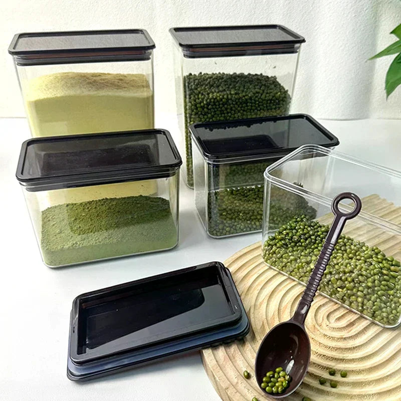 Plastic Sealed Box Storage Jar Storage Containers Special Fruit Powder Box Square Transparent Sealed Jar Coffee Bean Sealed Jar Qme