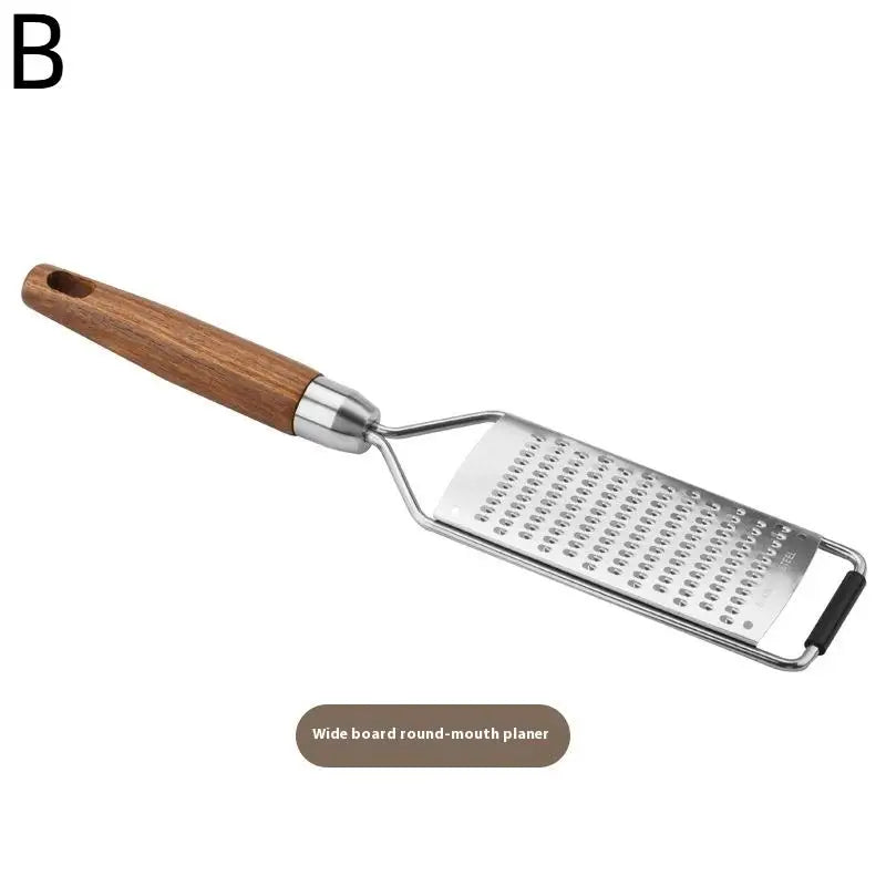 Cheese Grater Natural Wood Handle Stainless Steel Zester Kitchen Qme B