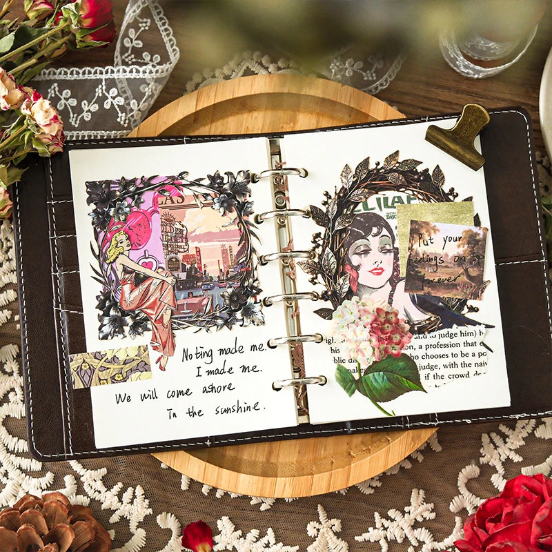 14 Sheets/Bag Vine Border Theme Herb Scented Paper, Notebook Journal for Scrapbook DIY Material, Card Decoration Background Qme