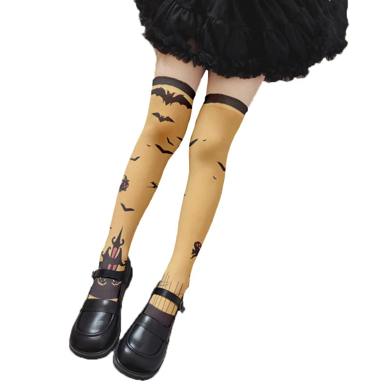 Cartoon Anime Striped Halloween Cat Claw Stockings Trendy Women's Qme style9 One Size