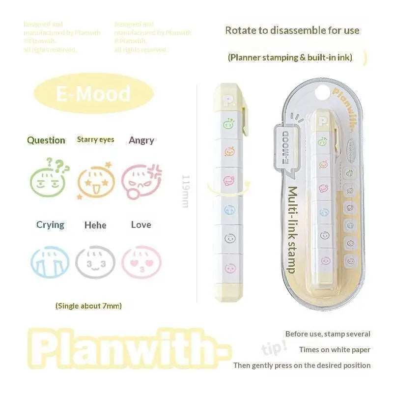 Cute Kawaii Multilink Mood Stamp Lightweight INS Decor Journal Qme A2