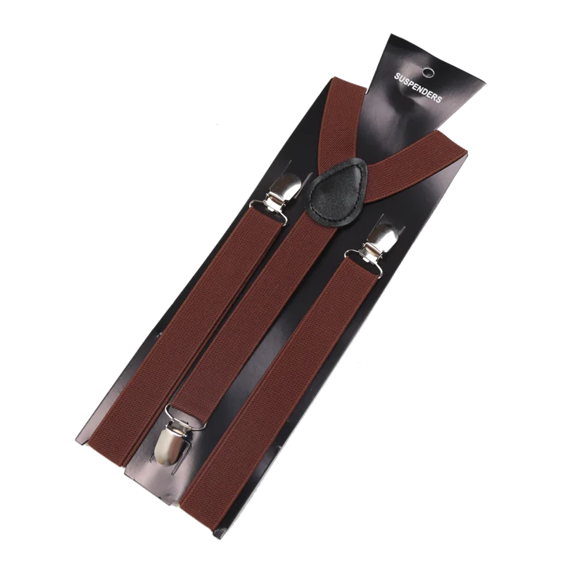 Unisex Elastic Leather Suspenders Braces Men Women Gift Black Blue Red Adjustable Straps for Wedding Suit Skirt Accessories Qme Brown China Mainland