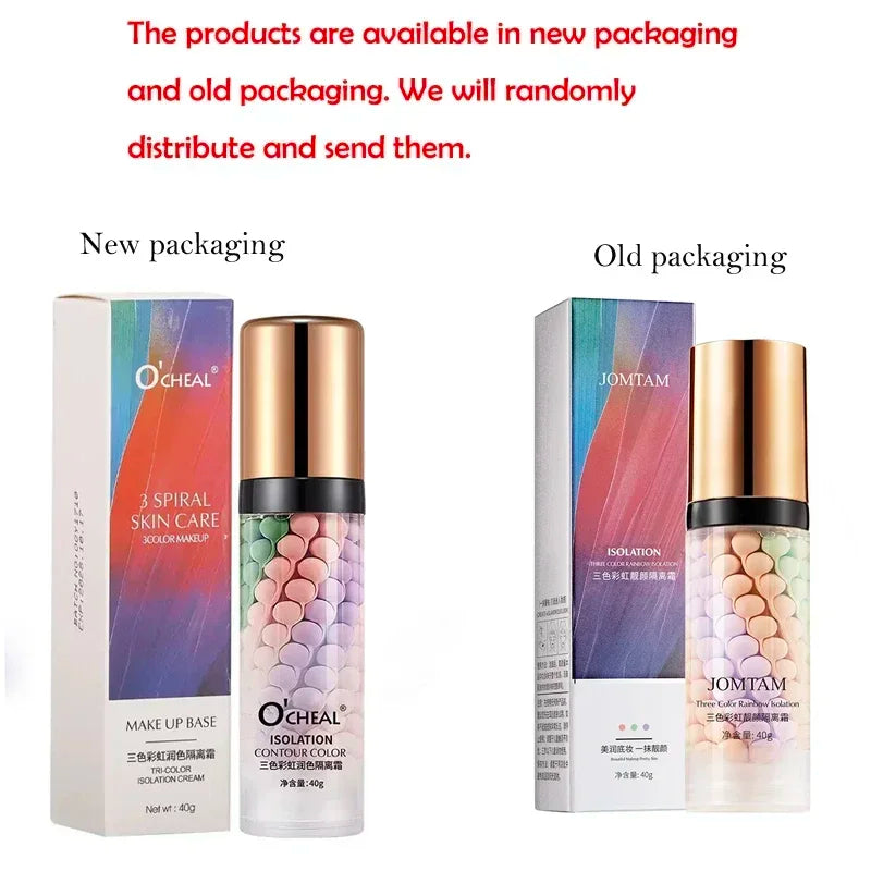Face Makeup Primer Tri-color Cream Contour Isolation Waterproof Qme C
