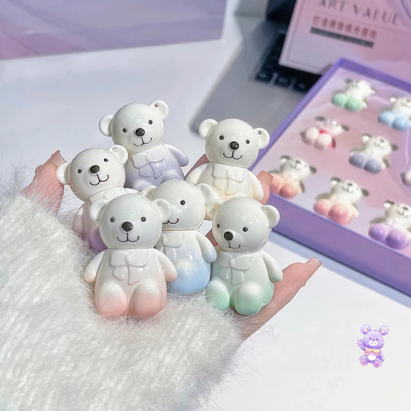 ART VALUE Cute Bear Makeup Set Include 6*Matte Liquid Lipstick,2*Bear Ornaments,1*Lip Balm,1 Mirror,1*Necklace Gift Cosmetic Kit Qme