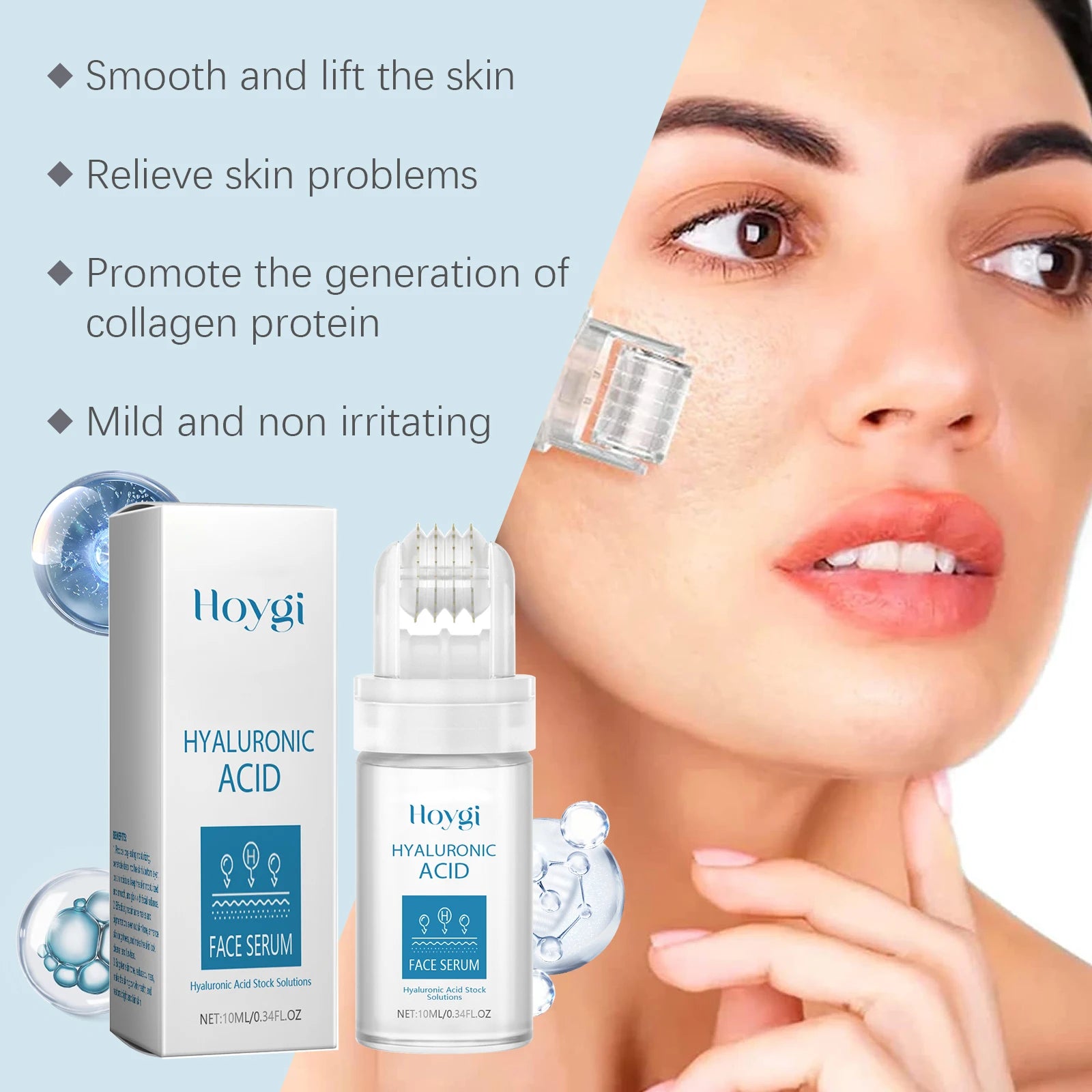 0.25mm Micro Needle Essence Hyaluronic Acid Microneedle Roller Facial Serum Hydrating Brightening Pore Refining Beauty Skin Care Qme