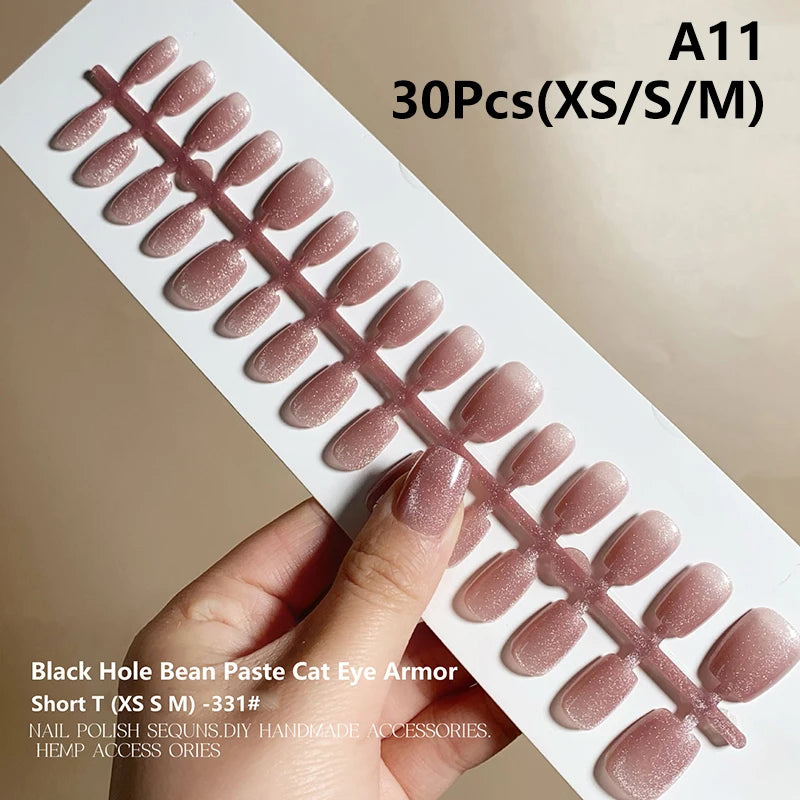 Cat Magnetic Press Nail Pretty Fake Nails Detachable Full Tips Qme A11