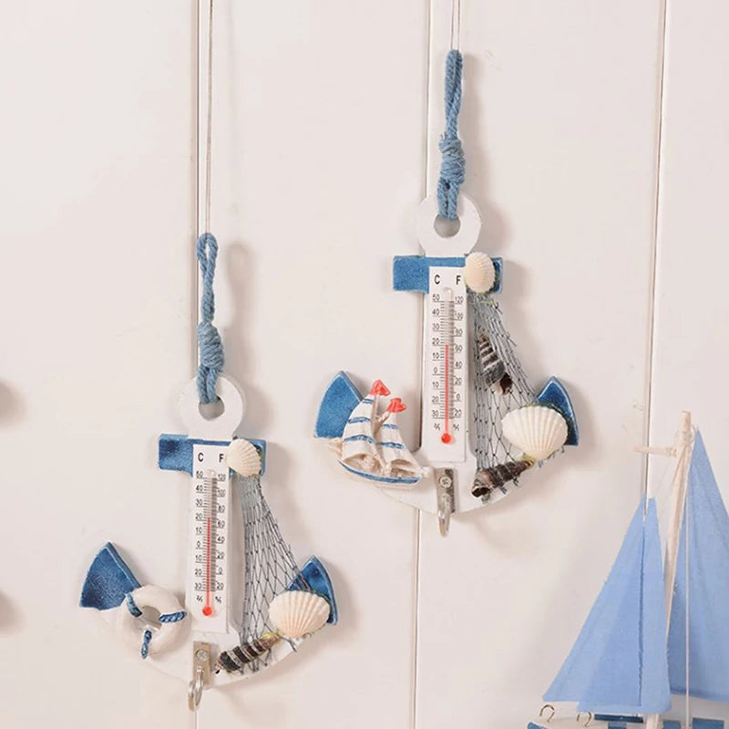 Wood Anchor Crafts Art Wall Hanging Hook Meter Gauge Shell Nautical Decor Vintage Home Decor Creative Gift. Qme
