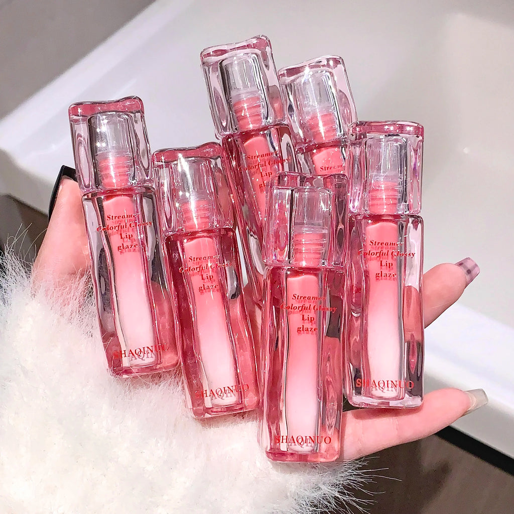 SHAQINUO Streamer Colorful Water Gloss Lip Glaze Mirror Moisturizing Qme