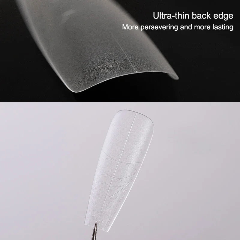 Fake Nails Long Trapezoid Auxiliary Lines Box Acrylic Finger UV Gel Qme