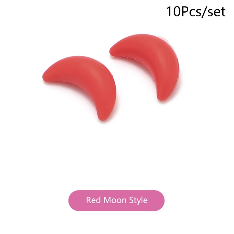 5 Pairs Anti Slip Ear Hook Silicone Star Moon Eyeglass Eyewear Qme Moon Red