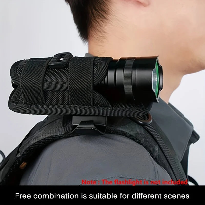 Flashlight case - Outdoor tactical nylon flashlight case with adjustable rotating waist strap, Oxford flashlight case Qme