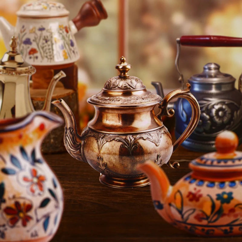 Vintage European Teapot Sticker Pack, realistic tea set decorative stickers for decorating phone cases,bottles and journals Qme