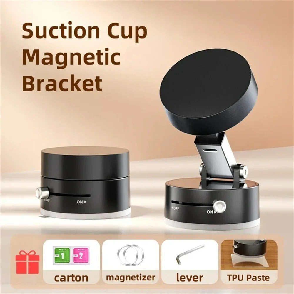 Mobile Phone Magnetic Suction Cup Holder Multi-functional Lazy Stand Adjustable Foldable Suction Cup Vacuum Adsorption Bracket Qme black