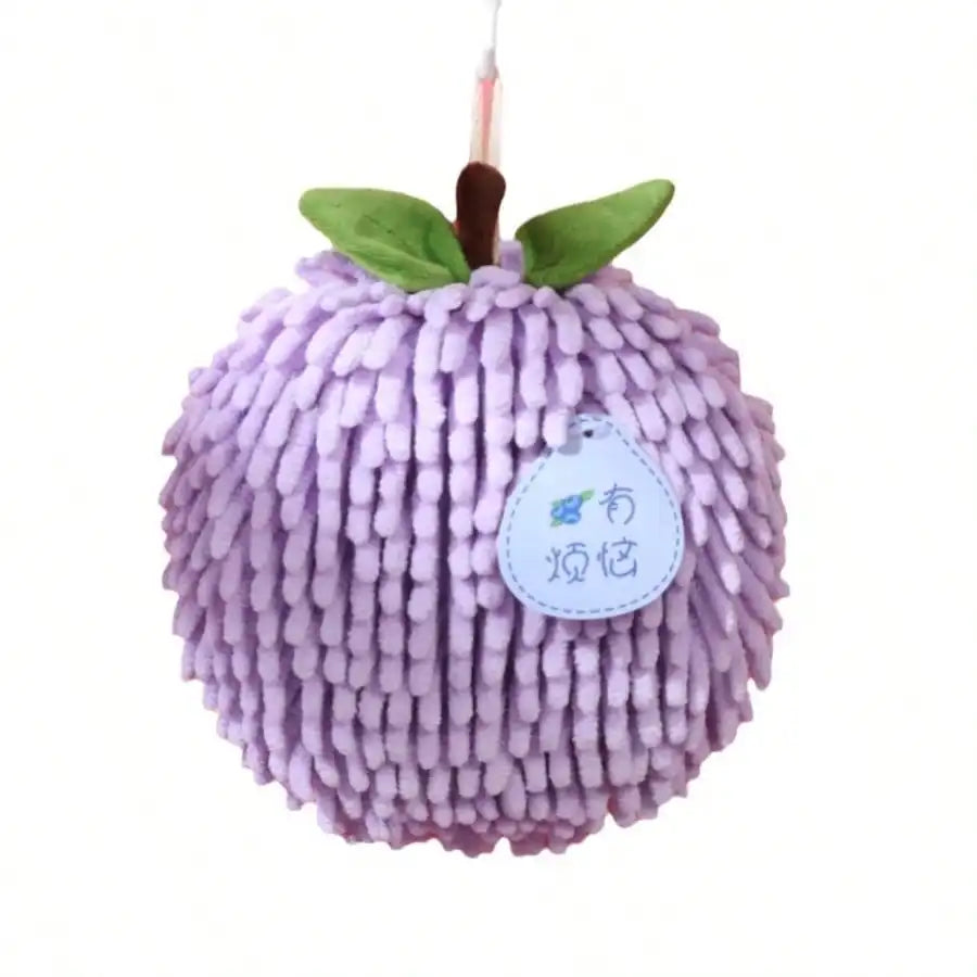 Fruit Chenille Hand Towel Hanging Kitchen Bathroom Toilet Thickened Qme purple