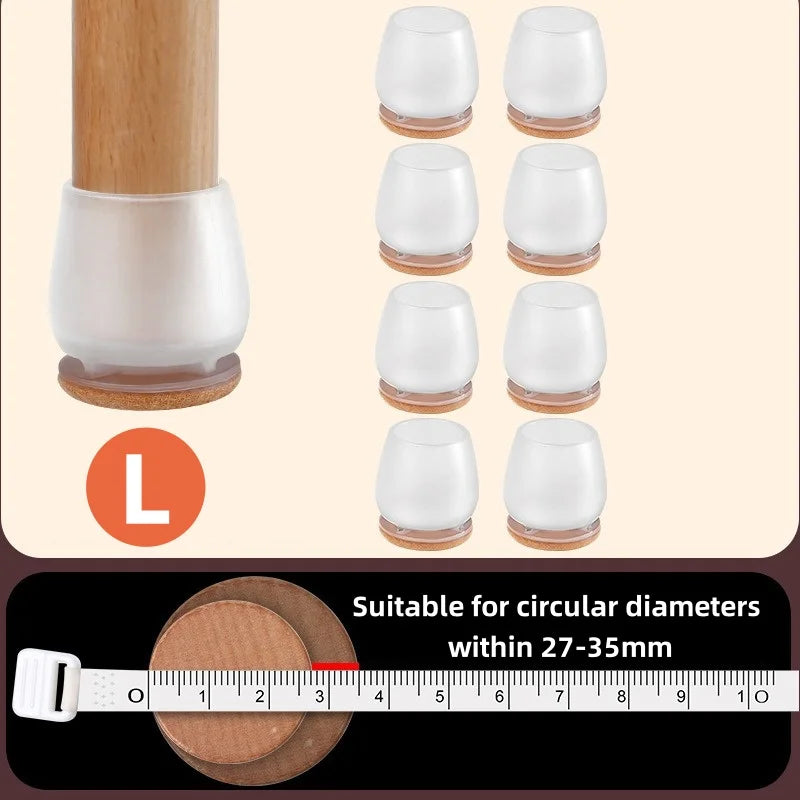8/16PCS Chair Leg Protector TPE Diagonal Leg Table and Chair Floor Protection with Felt Furniture Leg Cover Furniture Sliders Qme CircularTransparen L 16pcs
