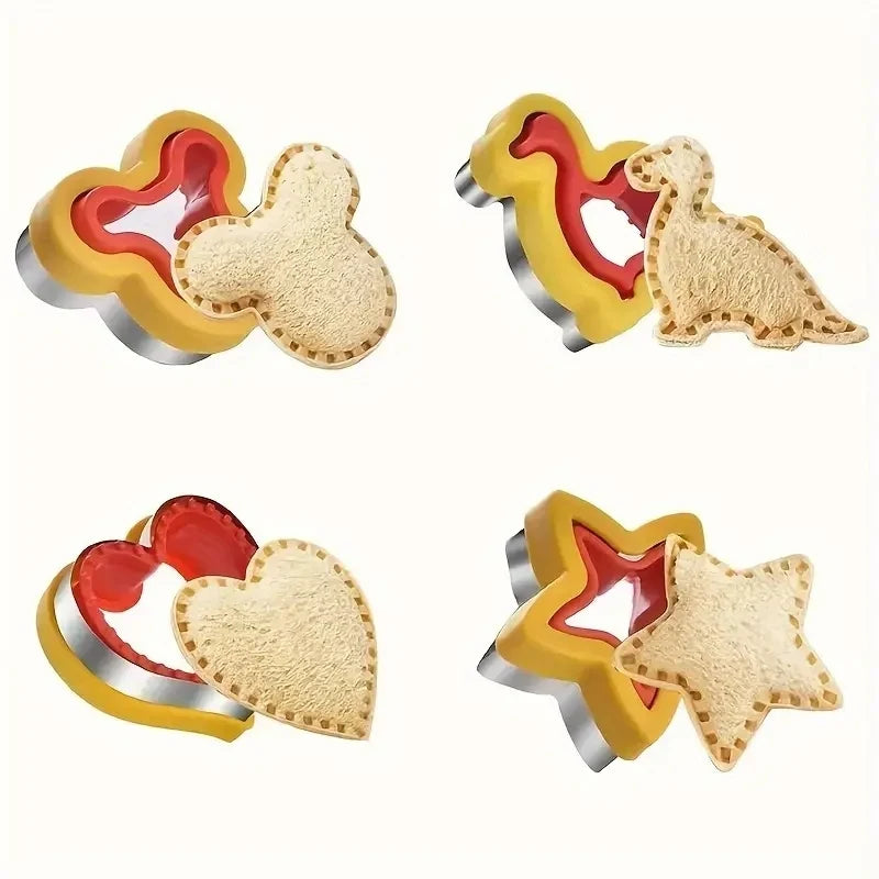 1/2/3/4/5/6PCS Stainless Steel Cookie Cutters Set - Animal & Heart Shapes for DIY Baking, Bread, Sandwich, Gift for Kids Qme 4PCS
