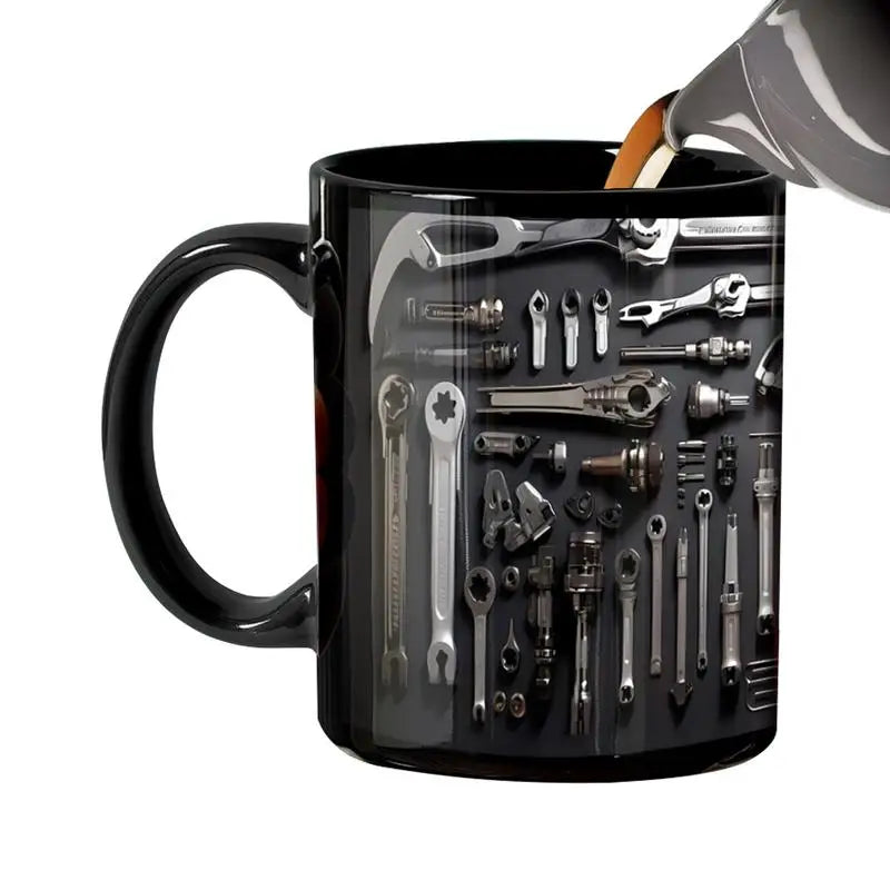Mechanic Coffee Mug Ceramic Printed Men's Toolbox Cup Bright Colors Qme