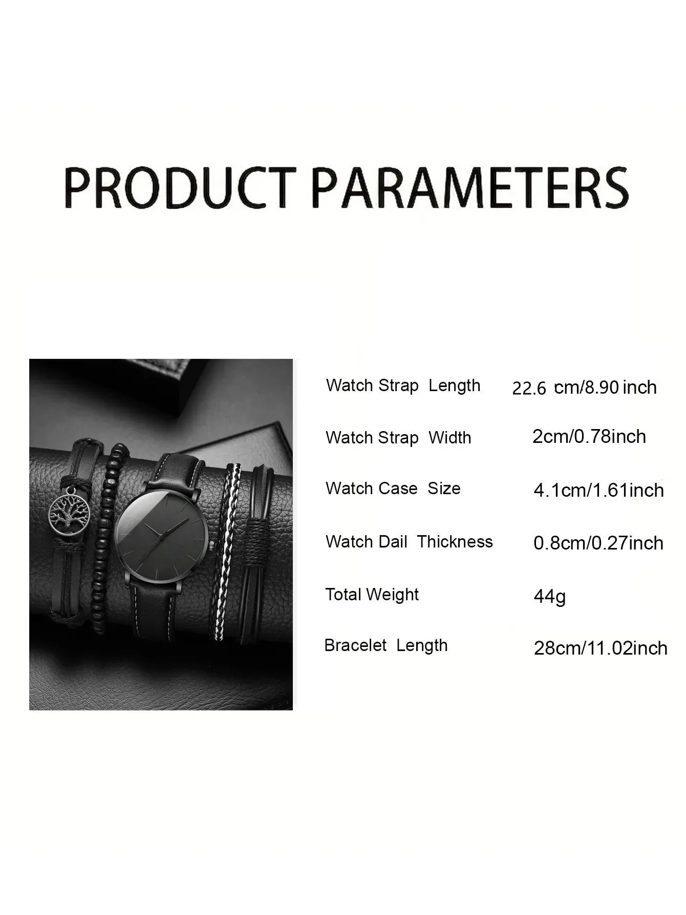 Watch New Men Watch Luxury Bracelet Set Fashion Business Black Leather Quartz Wrist Watches For Men Gift Set Relogio Masculino Qme