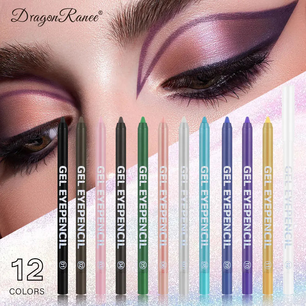 12 Color Matte Eyeliner Gel Pencil Soft Easy to Wear Colorful White Yellow Blue Pink Pearl Gloss Eye Liner Pen Cream Makeup Tool Qme