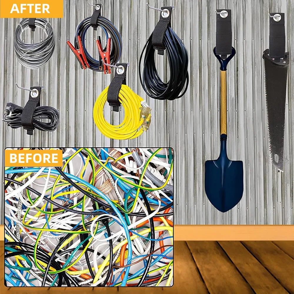 4PCS Heavy-Duty Hose Storage Straps Reusable Power Cord Management Nylon Heavy Cord Extension Cord Storage Organizer Straps Qme