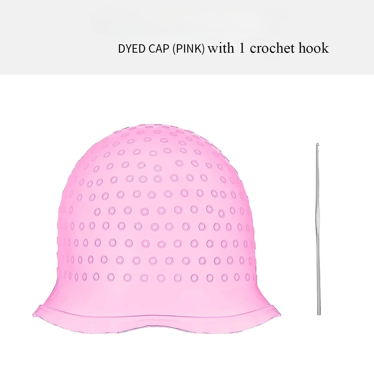 2Pcs/Set Hairdressing Hair Dyeing Caps With Metal Hooks Professional Barber Silicone Hair Dye Cap Barbershop Salon Styling Tools Qme Pink