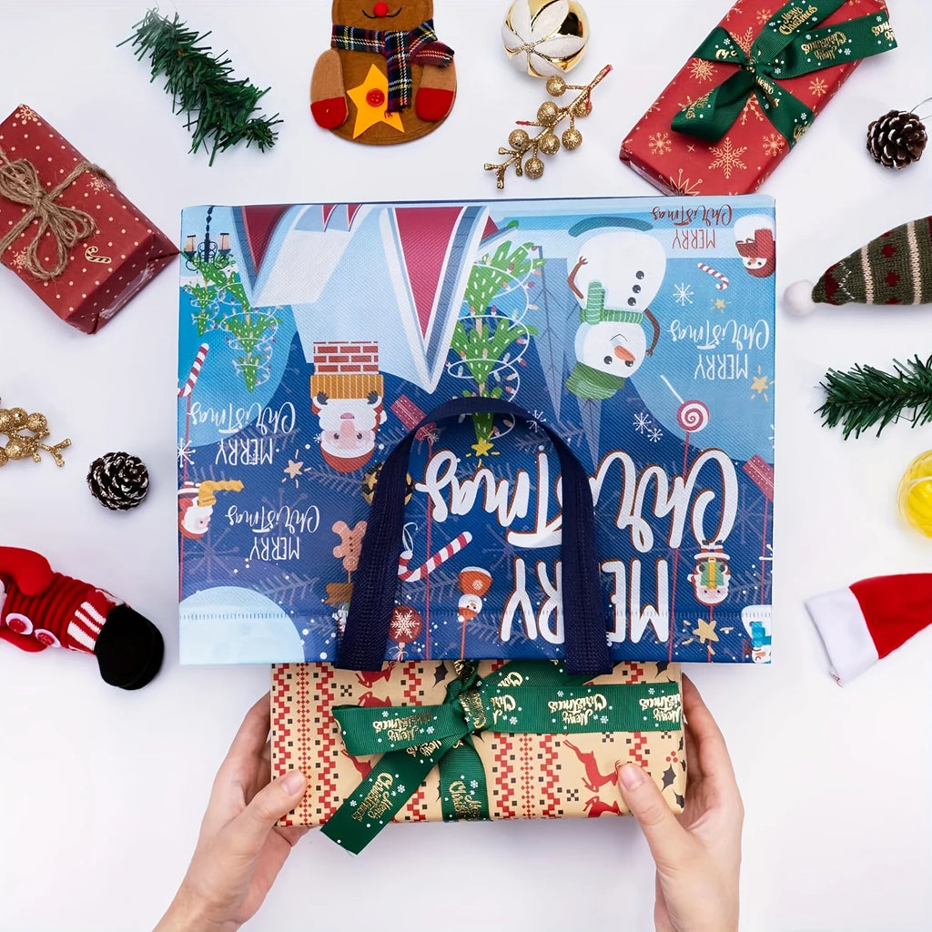8Pcs large Christmas gift bag, reusable non-woven Christmas shopping bag, suitable for New Year, Christmas decoration party supp Qme