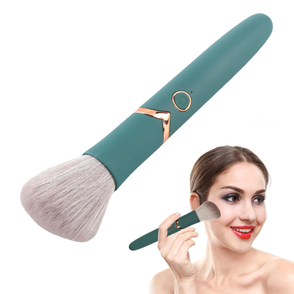 Electric Cosmetic Brush Loose Powder Brush USB Rechargeable Makeup Brush 10 Gears Soft Hair Electric Beauty Brush Green Qme