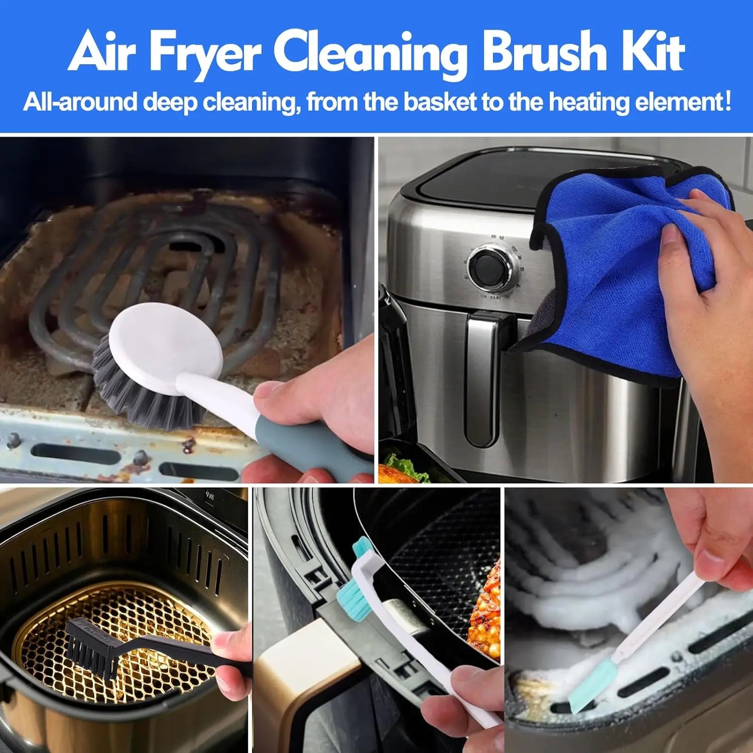 Air Fryer Cleaner Brush Kits Cleaning Tools Accessories Qme